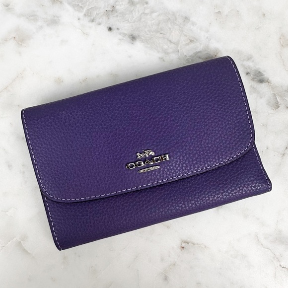 Coach Purple Pebbled Leather Medium Envelope Wallet E1881 NWOT - Picture 2 of 4